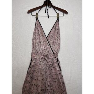 Karina Grimaldi Womens Jumpsuit S Pink Black‎ Trim Neck Tie Halter Small Damage